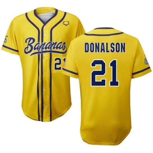 Mens Kids Youths Jared Donalson Savannah Bananas Jersey Yellow Stitched - Picture 1 of 1